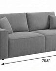 79" Blue Corduroy Convertible Futon Sleeper Sofa With Toss Pillows