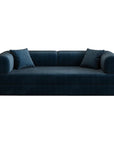 79" Blue Corduroy Convertible Futon Sleeper Sofa With Toss Pillows