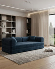 79" Blue Corduroy Convertible Futon Sleeper Sofa With Toss Pillows