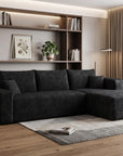 Black Corduroy Modular L Shaped Sofa and Chaise Sectional