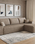 Camel Corduroy Modular L Shaped Sofa and Chaise Sectional