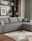 Gray Corduroy Modular L Shaped Sofa and Chaise Sectional