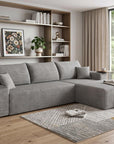 Gray Corduroy Modular L Shaped Sofa and Chaise Sectional