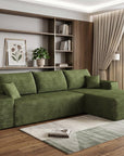 Green Corduroy Modular L Shaped Sofa and Chaise Sectional