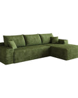 Green Corduroy Modular L Shaped Sofa and Chaise Sectional