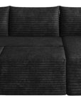 95" Black Corduroy Modular Chaise Style Sofa With Ottoman And Toss Pillows