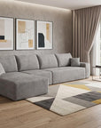 Gray Corduroy Modular L Shaped Sofa and Chaise Sectional