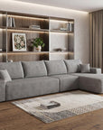 Gray Corduroy Modular L Shaped Sofa and Chaise Sectional
