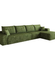 Green Corduroy Modular L Shaped Sofa and Chaise Sectional