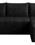 95" Black Corduroy Modular Chaise Style Sofa With Ottoman And Toss Pillows