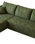 Green Corduroy Modular L Shaped Sofa and Chaise Sectional