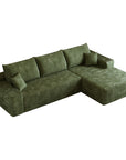Green Corduroy Modular L Shaped Sofa and Chaise Sectional
