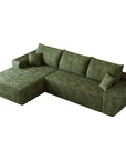 Green Corduroy Modular L Shaped Sofa and Chaise Sectional