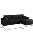 Black Corduroy Modular L Shaped Sofa and Chaise Sectional