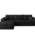 Black Corduroy Modular L Shaped Sofa and Chaise Sectional