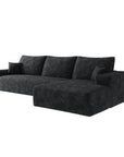 Black Corduroy Modular L Shaped Sofa and Chaise Sectional