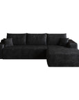 Black Corduroy Modular L Shaped Sofa and Chaise Sectional