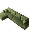 Green Corduroy Modular L Shaped Sofa and Chaise Sectional
