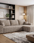 Camel Corduroy Modular L Shaped Sofa and Chaise Sectional
