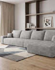 Gray Corduroy Modular L Shaped Sofa and Chaise Sectional