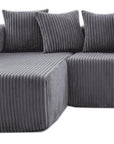 Black Corduroy Modular U Shaped Three Piece Corner Sectional With Console And Toss Pillows