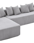 Black Corduroy Modular U Shaped Three Piece Corner Sectional With Console And Toss Pillows