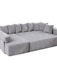 Black Corduroy Modular U Shaped Three Piece Corner Sectional With Console And Toss Pillows