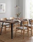 63" Walnut And Black Wood And Iron Dining Table