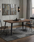 63" Walnut And Black Wood And Iron Dining Table