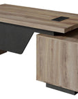 71" Walnut Wood Pedestal Executive Desk With Two Drawers