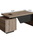 71" Walnut Wood Pedestal Executive Desk With Two Drawers