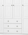 72" White Solid Wood Four Door Three Drawer Combo Dresser