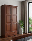 72" Coffee Solid Wood Two Door Single Drawer Combo Dresser
