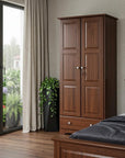 72" Coffee Solid Wood Two Door Single Drawer Combo Dresser
