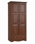 72" Coffee Solid Wood Two Door Single Drawer Combo Dresser