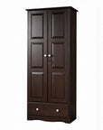 72" Coffee Solid Wood Two Door Single Drawer Combo Dresser