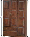 72" Coffee Solid Wood Three Door Two Drawer Combo Dresser