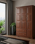 72" Coffee Solid Wood Three Door Two Drawer Combo Dresser