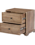 24" Light Brown Solid Wood Distressed Two Drawer Nightstand