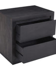 24" Brown Solid Wood Distressed Two Drawer Nightstand