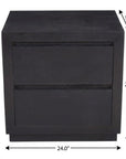24" Brown Solid Wood Distressed Two Drawer Nightstand