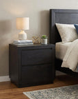 24" Brown Solid Wood Distressed Two Drawer Nightstand