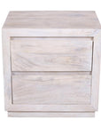 24" Ivory Solid Wood Distressed Two Drawer Nightstand
