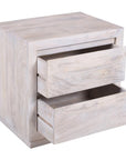 24" Ivory Solid Wood Distressed Two Drawer Nightstand