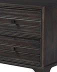 24" Umber Solid Wood Distressed Carved Geometric Two Drawer Nightstand