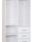 72" White Solid Wood Mirrored Two Door Three Drawer Combo Dresser
