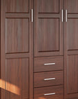 72" Coffee Solid Wood Three Door Three Drawer Combo Dresser
