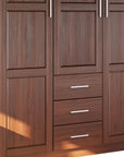 72" Coffee Solid Wood Three Door Three Drawer Combo Dresser