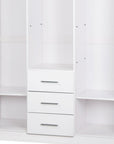 72" White Solid Wood Mirrored Three Door Three Drawer Combo Dresser