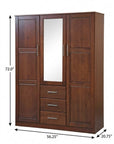 72" Coffee Solid Wood Mirrored Three Door Three Drawer Combo Dresser